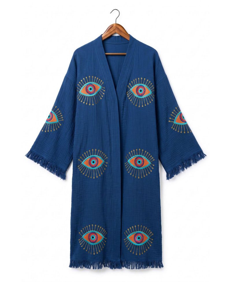 Women's Aria Turkish Cotton V-Neck Long Sleeve Wrap Robe