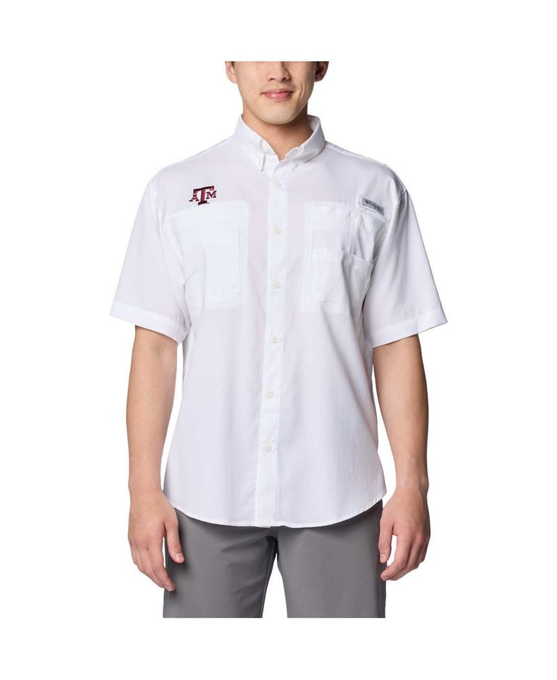 Men's White Texas A & M Aggies PFG Tamiami Omni-Shade Button-Down Shirt