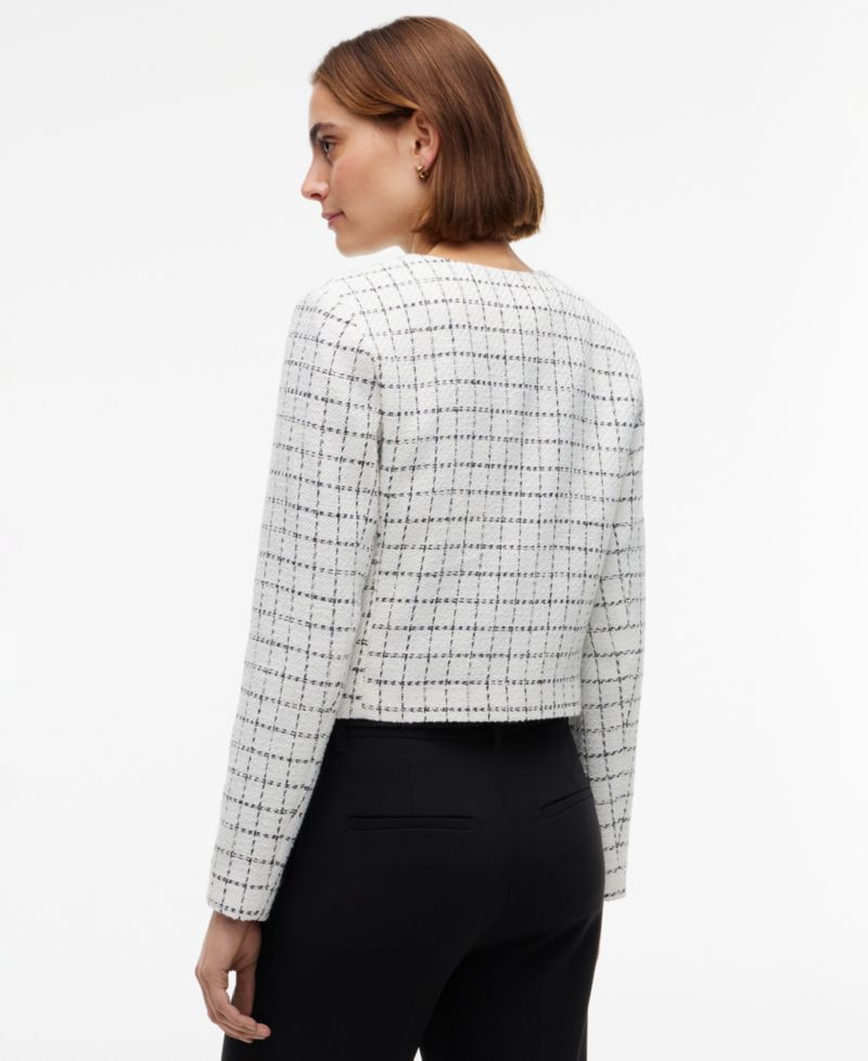 Women's Festive Boucl&eacute; Lady Jack Plaid Cropped Jacket