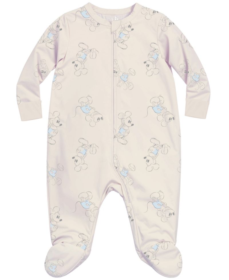 Baby Boys' Mickey Mouse Print Coverall and Hat, 2-Piece Set