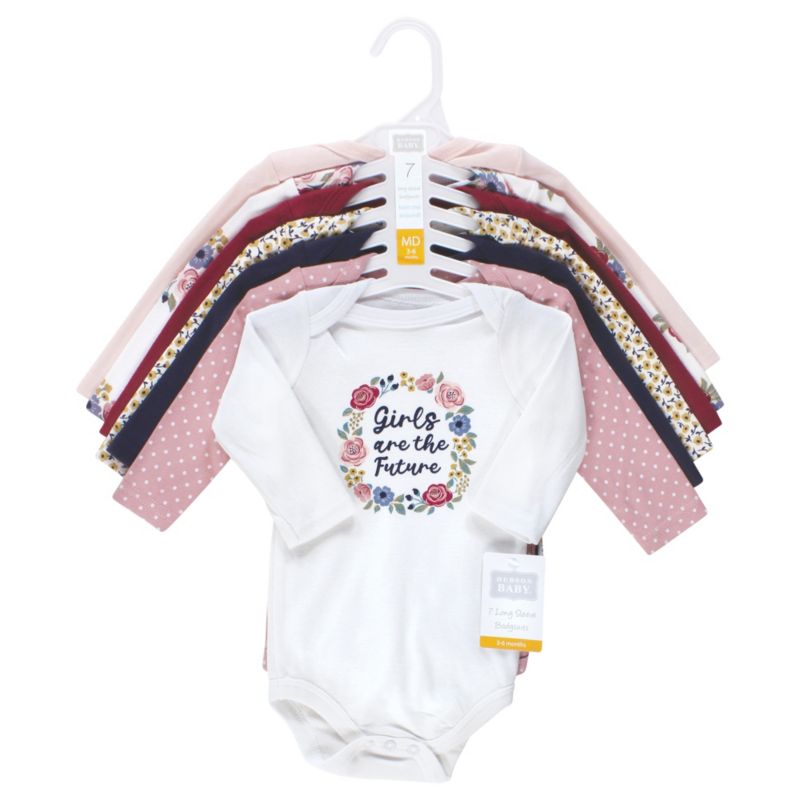 Baby Girls Hudson Cotton Long-Sleeve Bodysuits 7-Pack