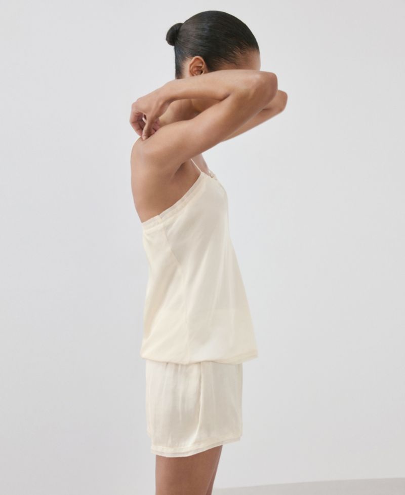Women's Satin Lace-Trimmed Elastic Waistband Shorts, 2.75" Inseam Pajama