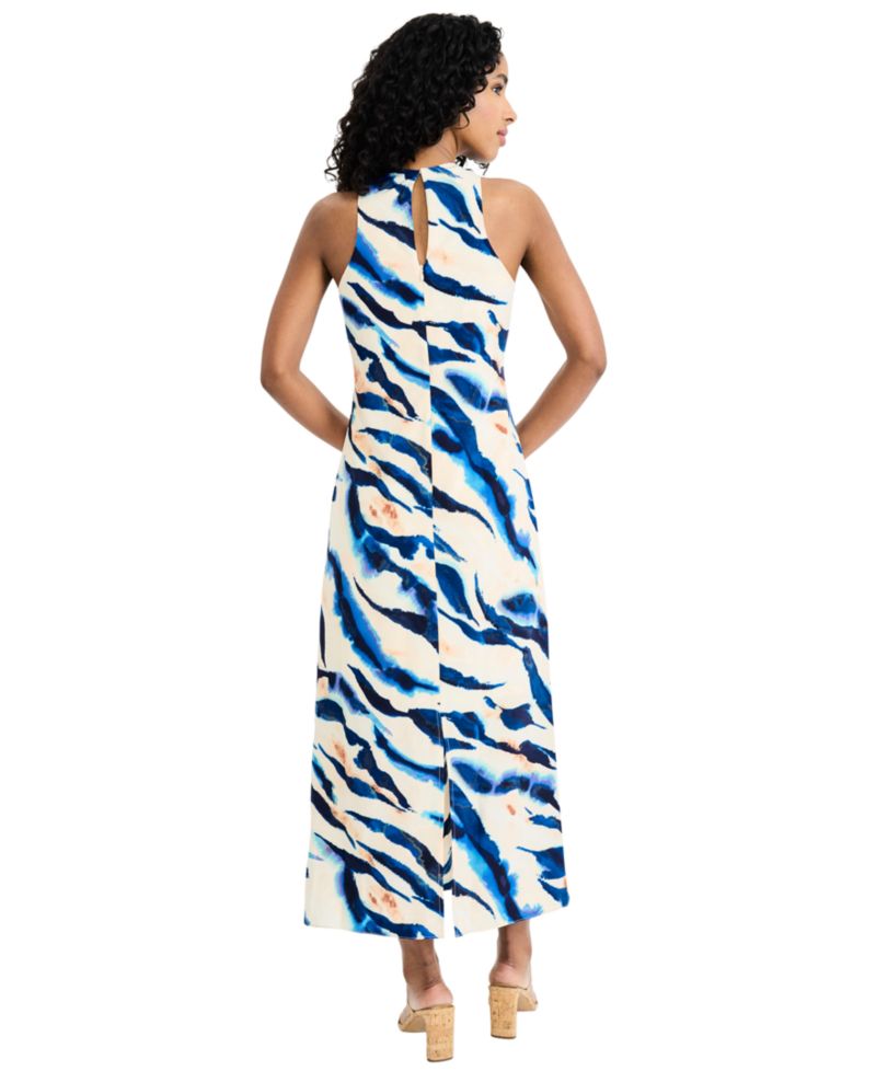 Women's Printed Halter Neck Midi Dress