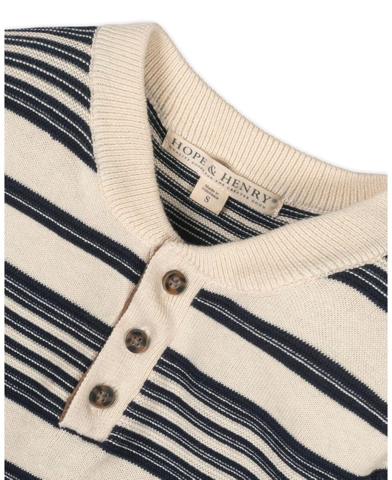 Hope and Henry Little and Big Boys' Organic Long Sleeve Henley Pullover Sweater with Elbow Patches