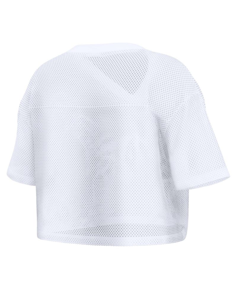 Women's White Tampa Bay Buccaneers Oversized Mesh Cropped V-Neck Jersey