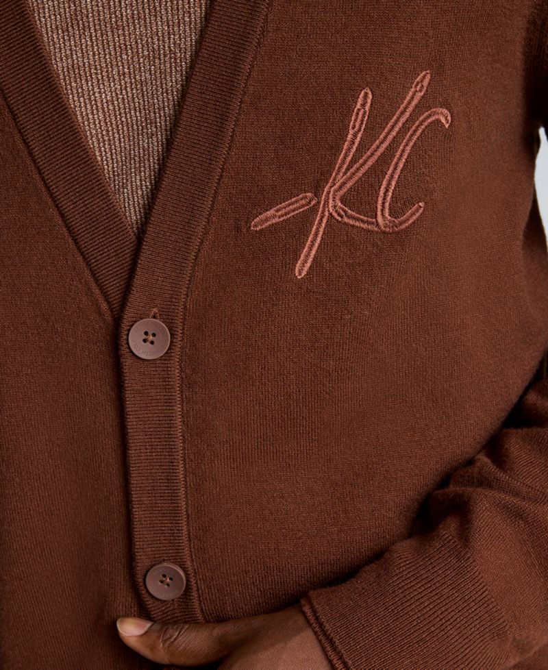 Men's Logo V-Neck Slim-Fit Cardigan Sweater