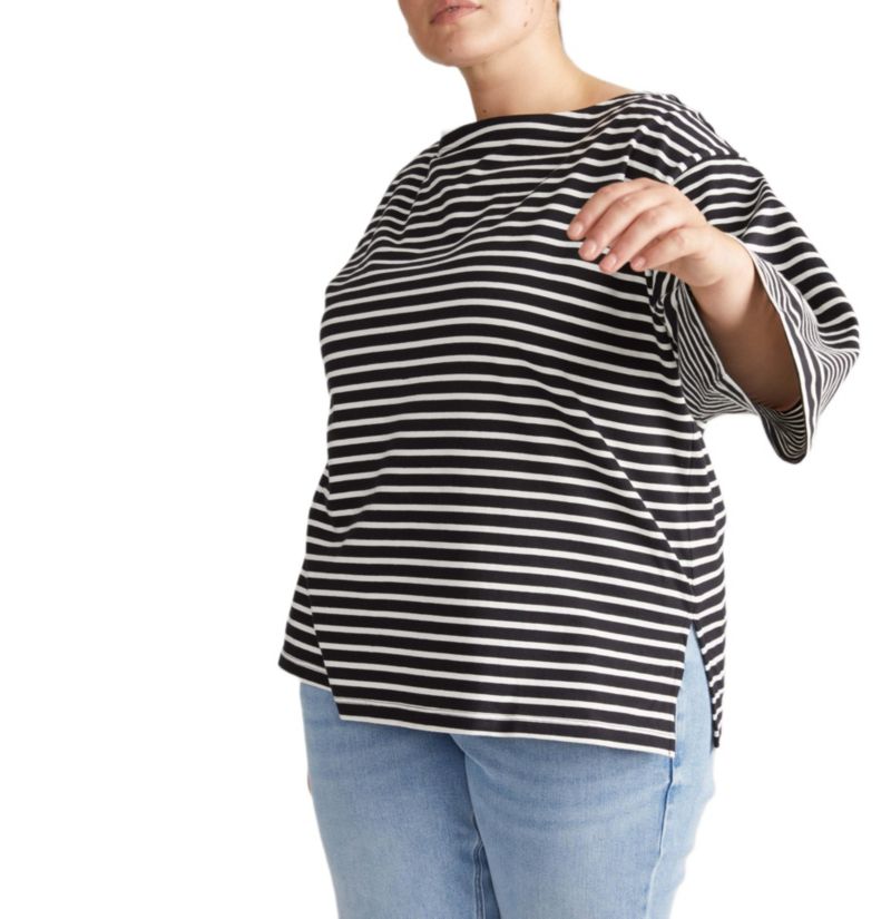 Plus Size Montauk Breton Stripe Bell Sleeve Top
