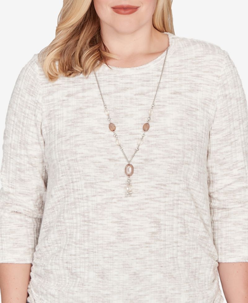 Calm Luxe Space Dye Knit Top with Necklace