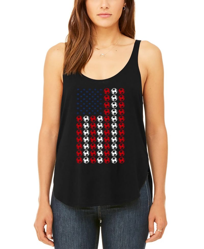 Women's Soccer Flag Premium Word Art Flowy Tank Top