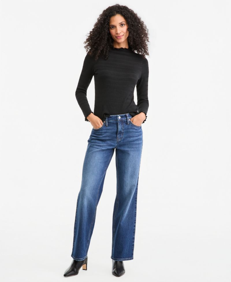 Women's Mid-Rise Relaxed Straight-Leg Denim Jeans