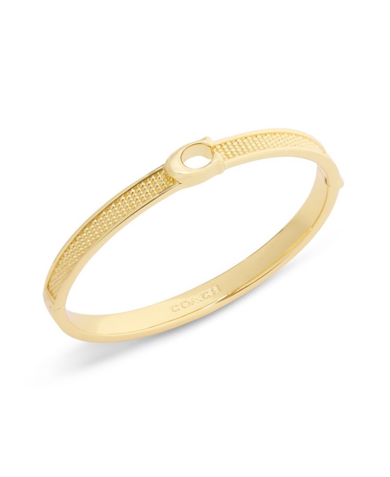 Gold Signature C Textured Bangle Bracelet
