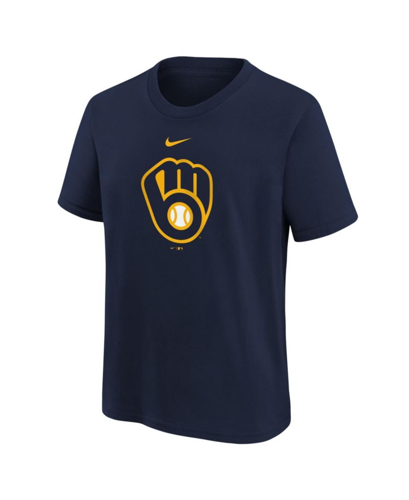 Big Boys and Girls Navy Milwaukee Brewers Large Logo T-Shirt