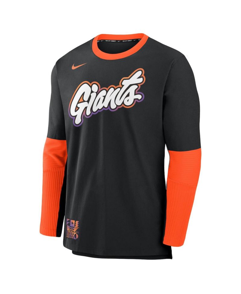 Men's Black/Orange San Francisco Giants 2025 City Connect Authentic Collection Lightweight Player Tri-Blend Performance Long Sleeve T-Shirt