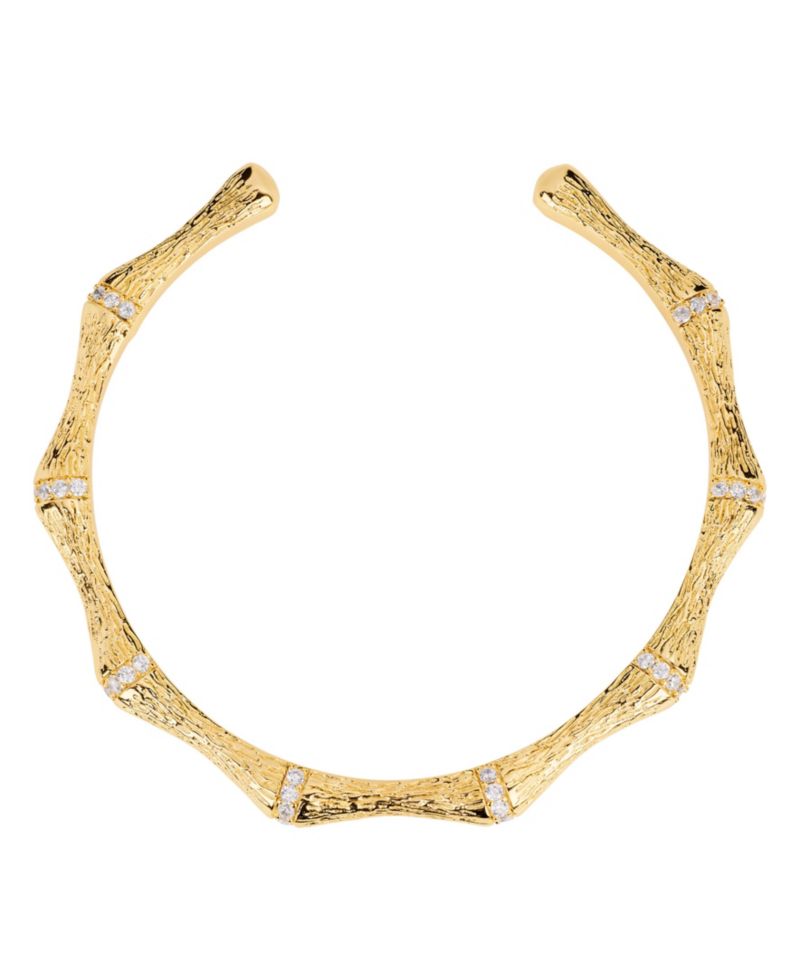 Gold-Plated Cubic Zirconia Cuff Bracelet