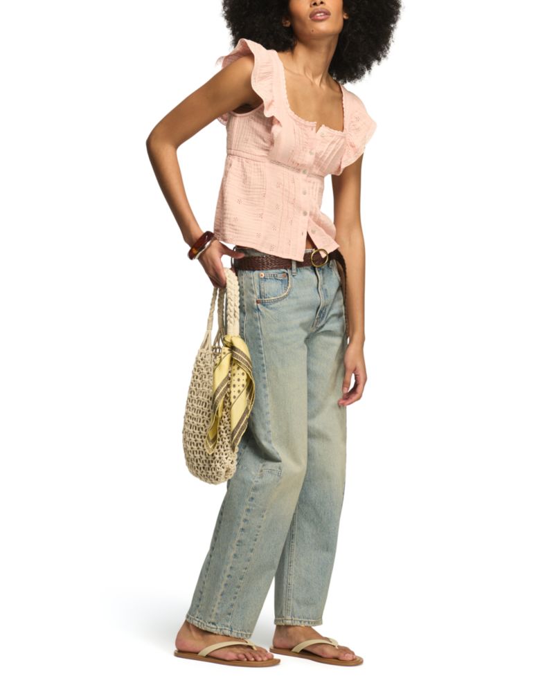Women's Embroidered Cotton Babydoll Top