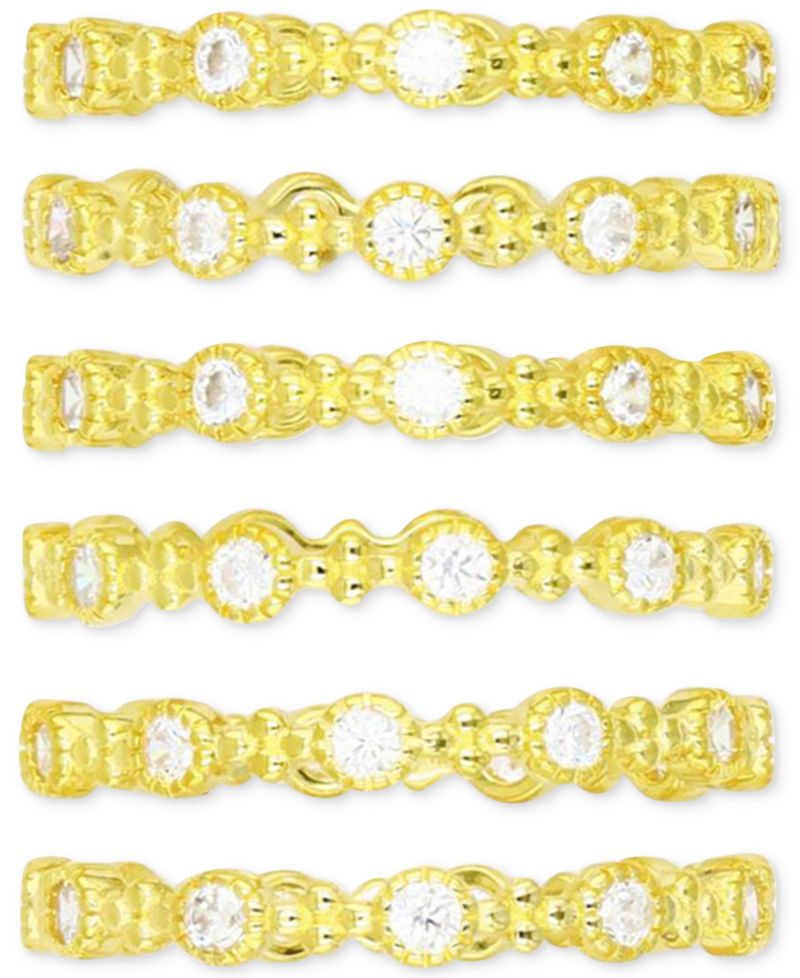 6-Pc. Set Cubic Zirconia Stack Rings in 14k Gold-Plated Sterling Silver