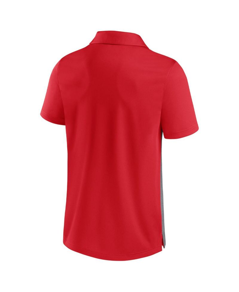 Men's Red and Heathered Gray Wisconsin Badgers Split Block Color Block Polo Shirt