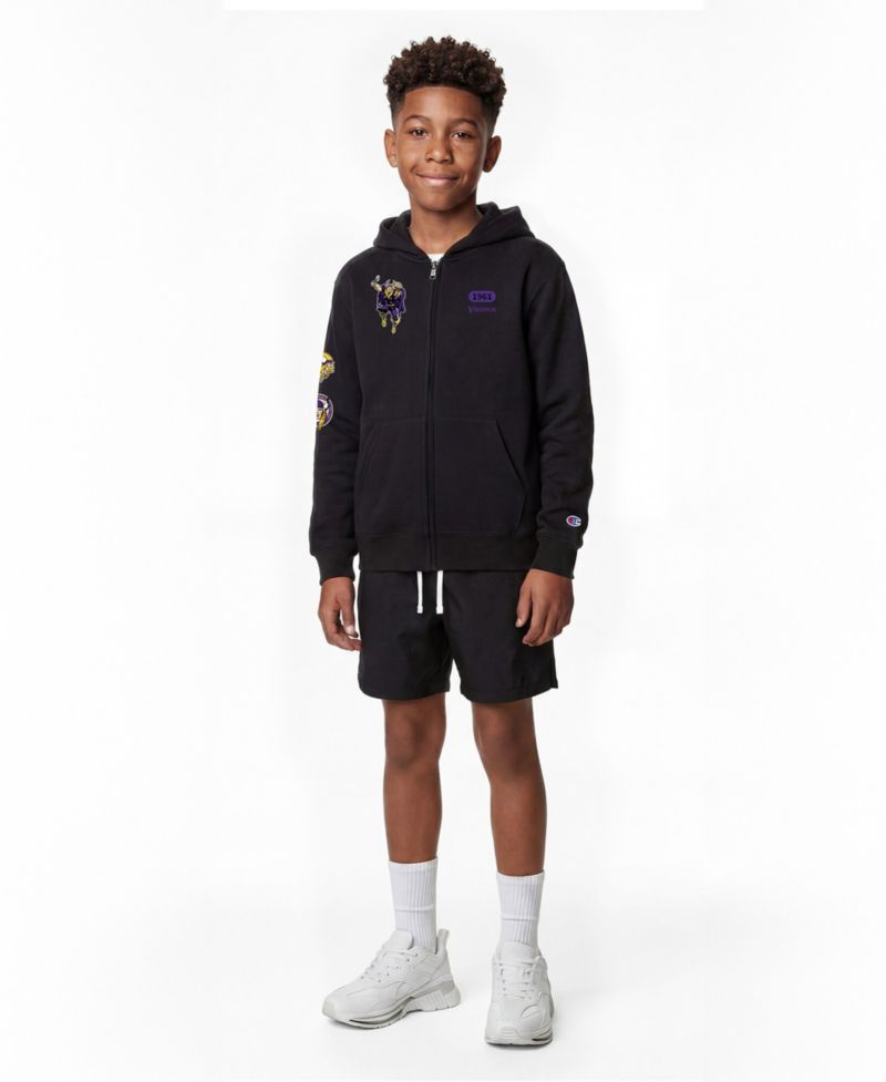 Big Boys and Girls Black Minnesota Vikings Disney X Champion Full-Zip Hoodie