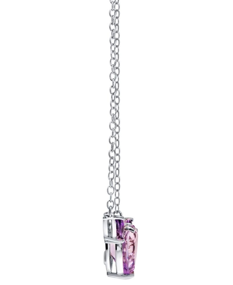 Heart-Shape Amethyst (3-1/3 ct. t.w.) & Pear-Shape Amethyst (3/4 ct. t.w.) Pendant Necklace in Sterling Silver
