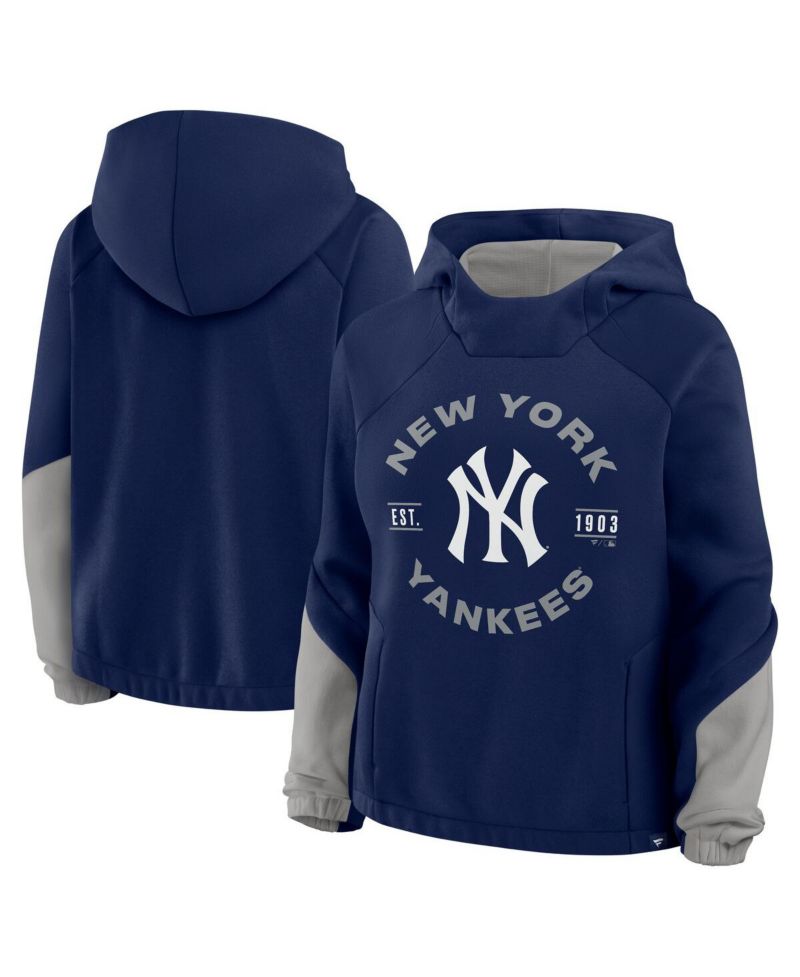 Women's Navy New York Yankees Oversized Time to Win Pullover Hoodie