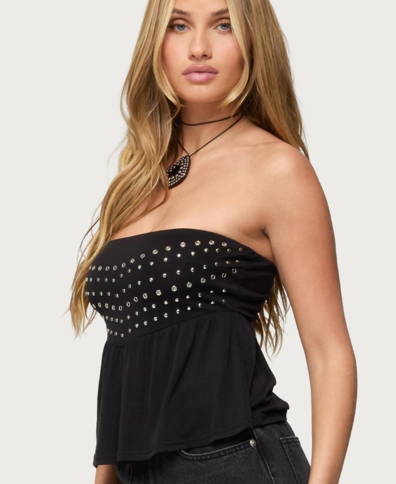 Women's Alease Stud & Grommet Strapless Top