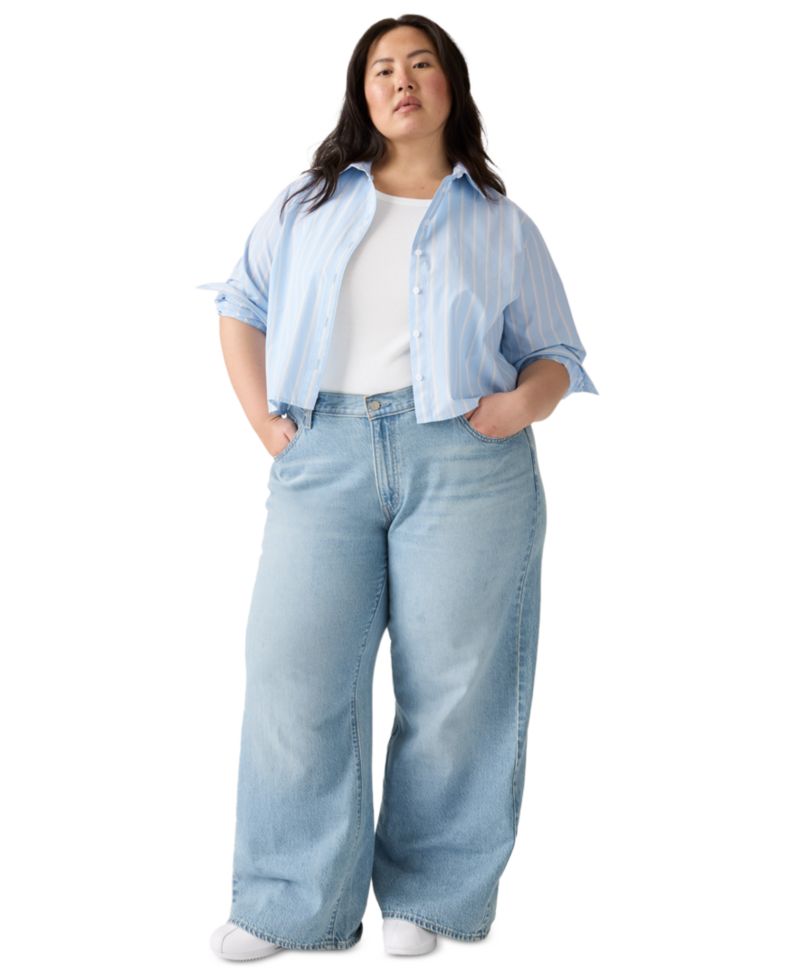 Women's Cinch-Waist Lightweight Baggy Jeans