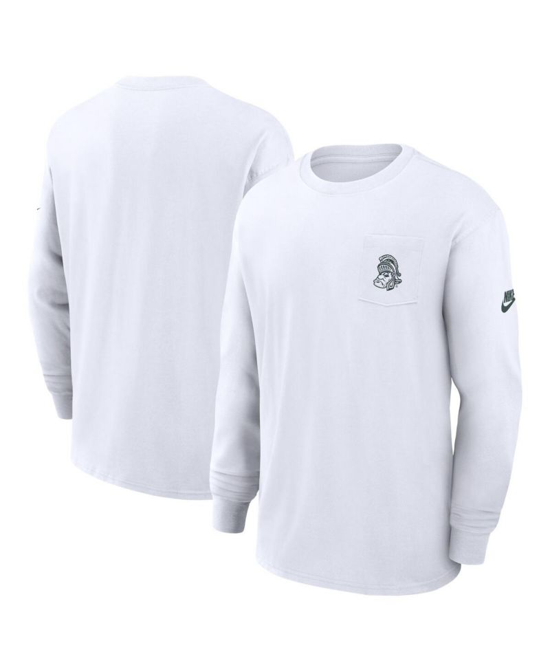Men's White Michigan State Spartans Legacy Max90 Pocket Long Sleeve T-Shirt