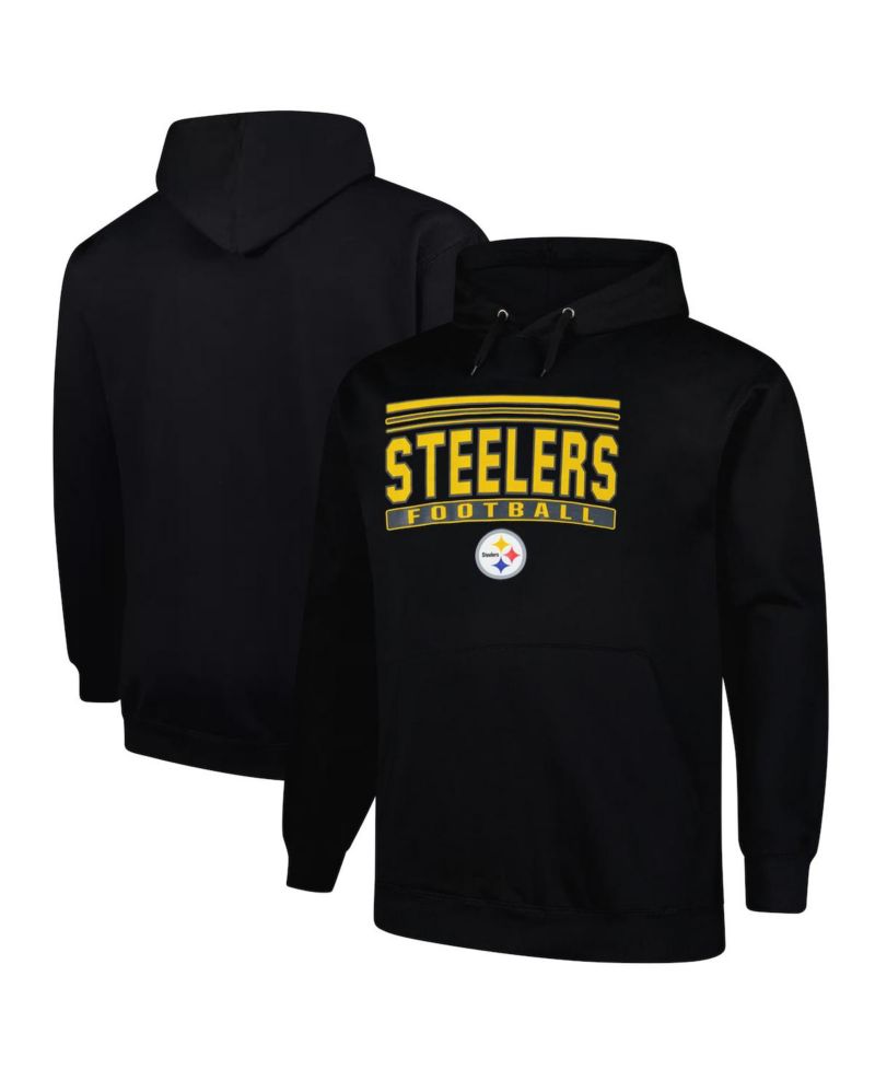 Men's Black Pittsburgh Steelers Big & Tall Pop Pullover Hoodie