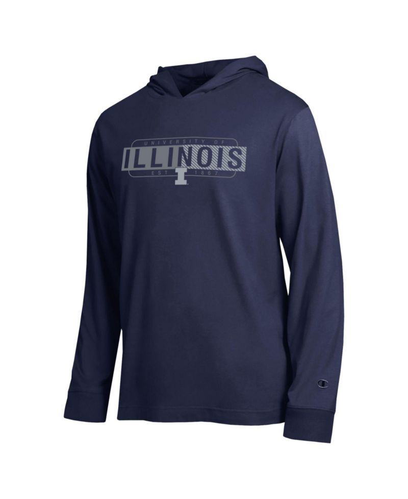 Men's Navy Illinois Fighting Illini Gradient All-Star Long Sleeve Hooded T-Shirt