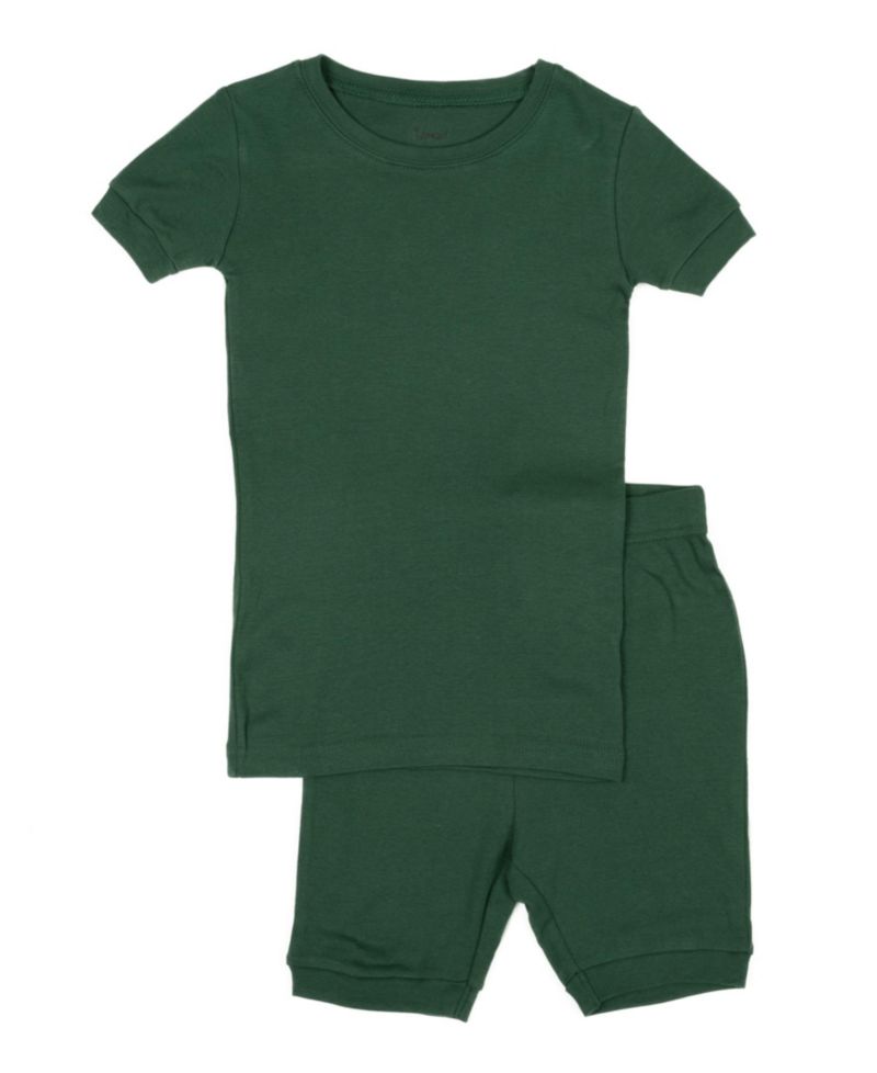 Toddler Matching Family Two Piece Cotton Short Sleeve Shirt and Shorts Solid Color Pajamas 2T-5T