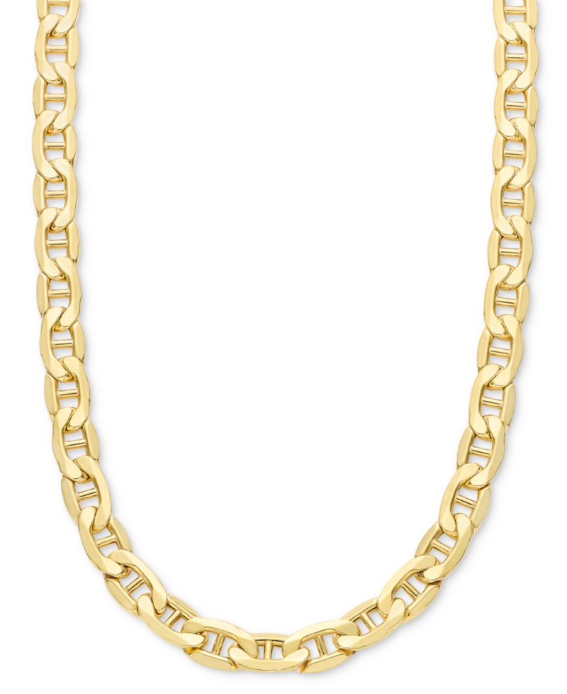 Lightweight Polished Mariner Link Chain Necklace Collection in 14k Gold (5.5MM)