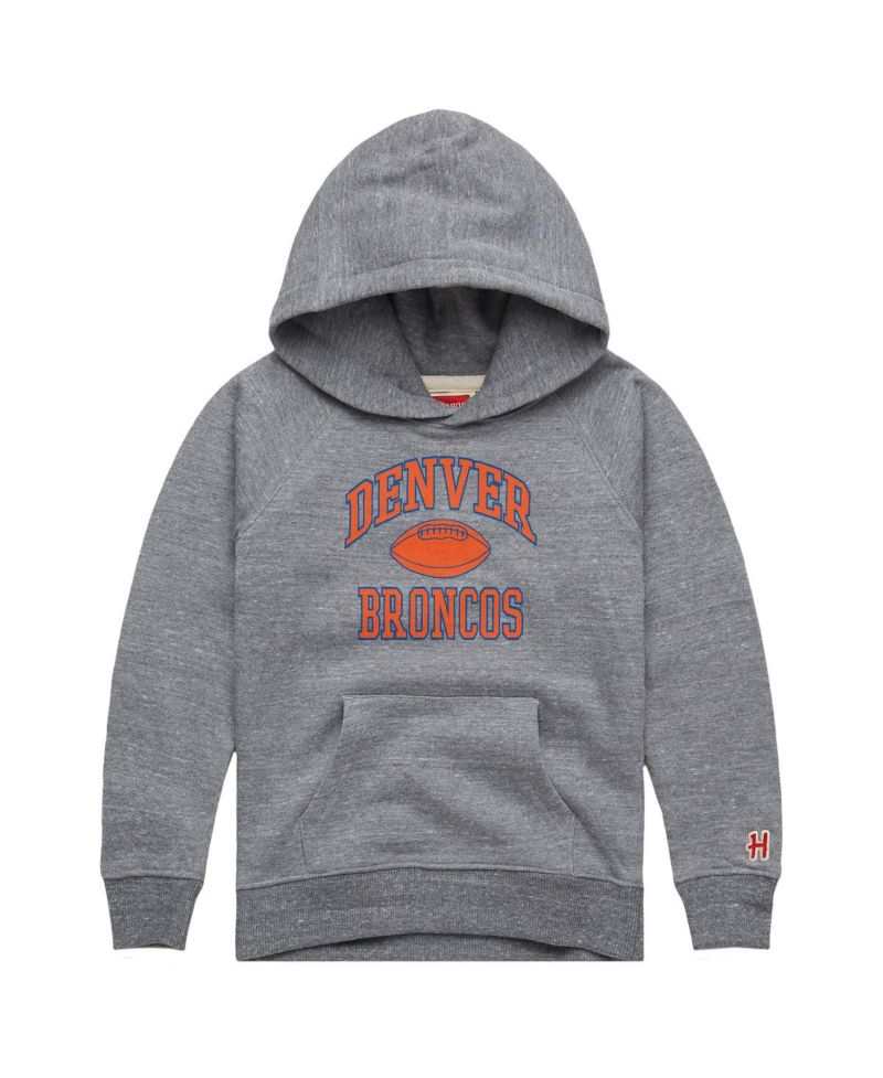 Big Boys and Girls Gray Denver Broncos Gridiron Tri-Blend Hoodie