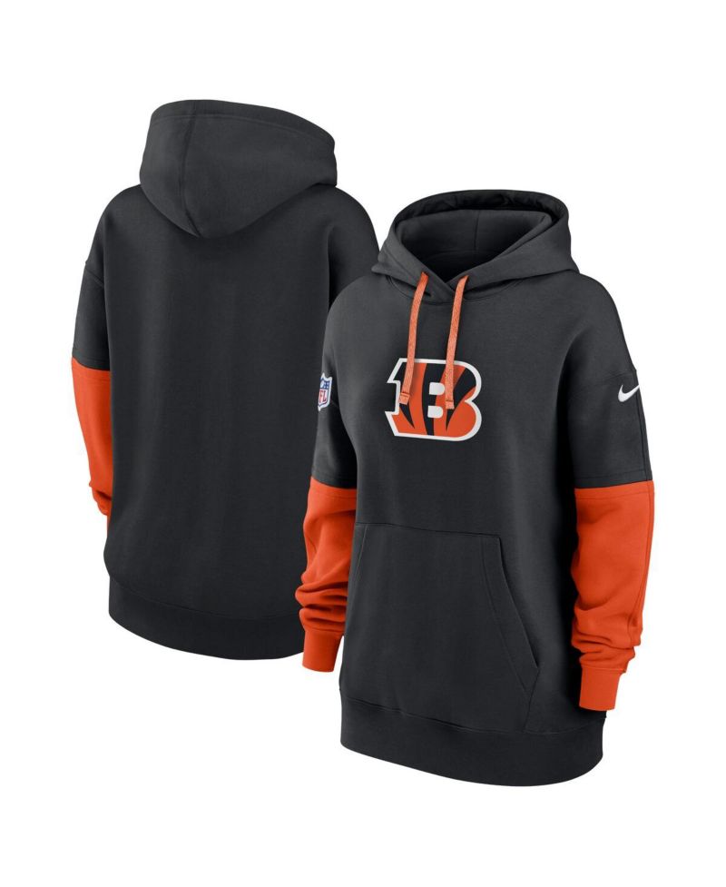 Women's Black Cincinnati Bengals 2024 Sideline Essential Fleece Pullover Hoodie