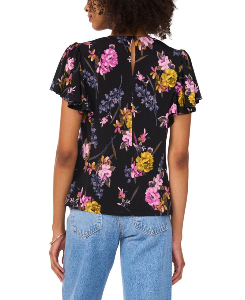 Women's Short-Sleeve Floral Printed Top