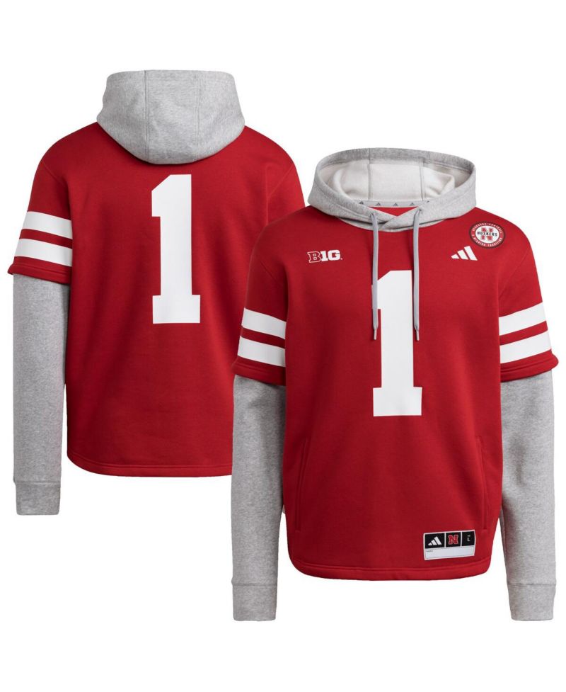 Men's Red Nebraska Huskers Jersey Pullover Hoodie
