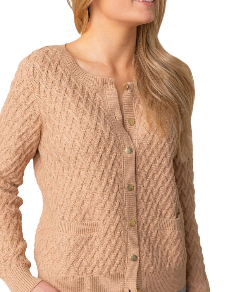 Women's Hope and Henry Organic Herringbone Stitch Cardigan Sweater