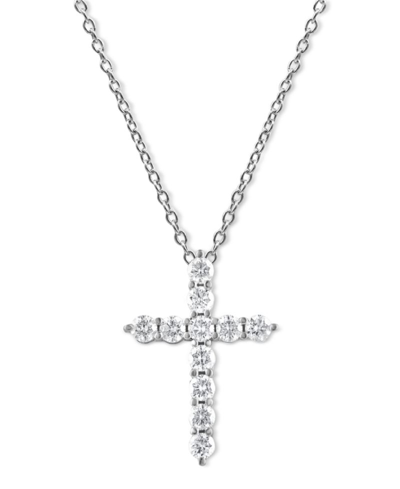 Diamond Cross Pendant Necklace (1 ct. t.w.) in 14k White, Yellow or Rose Gold