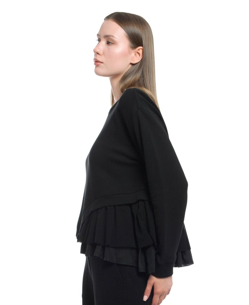 Women's Clothing Round Neck Mix Media Sweatshirt