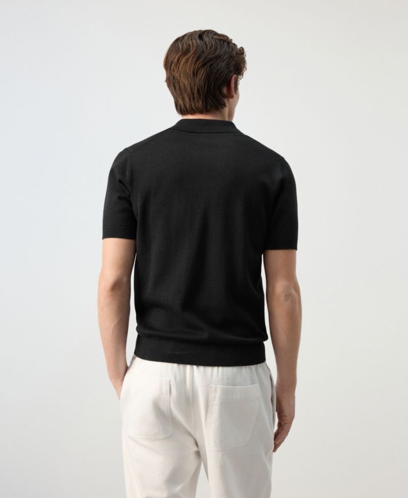 Men's Quarter-Zip Slim-Fit Structured Polo Shirt