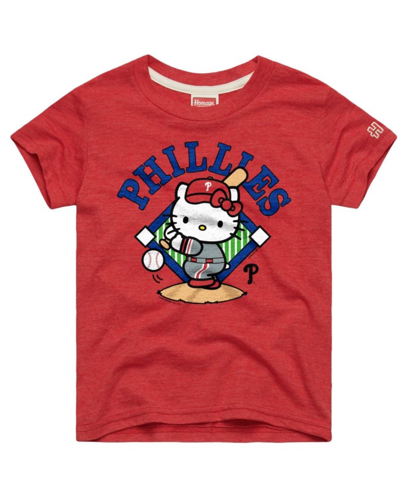 Big Boys and Girls Red Philadelphia Phillies Hello Kitty x MLB Tri-Blend T-Shirt