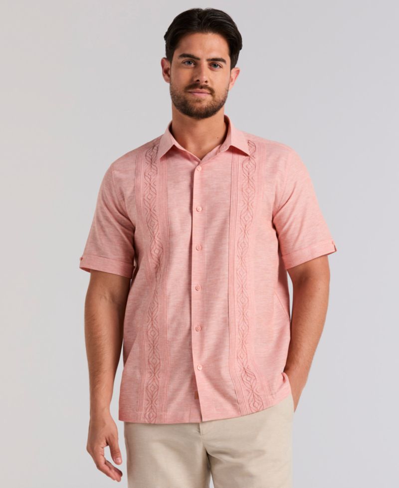 Men's Embroidered Linen Blend Shirt
