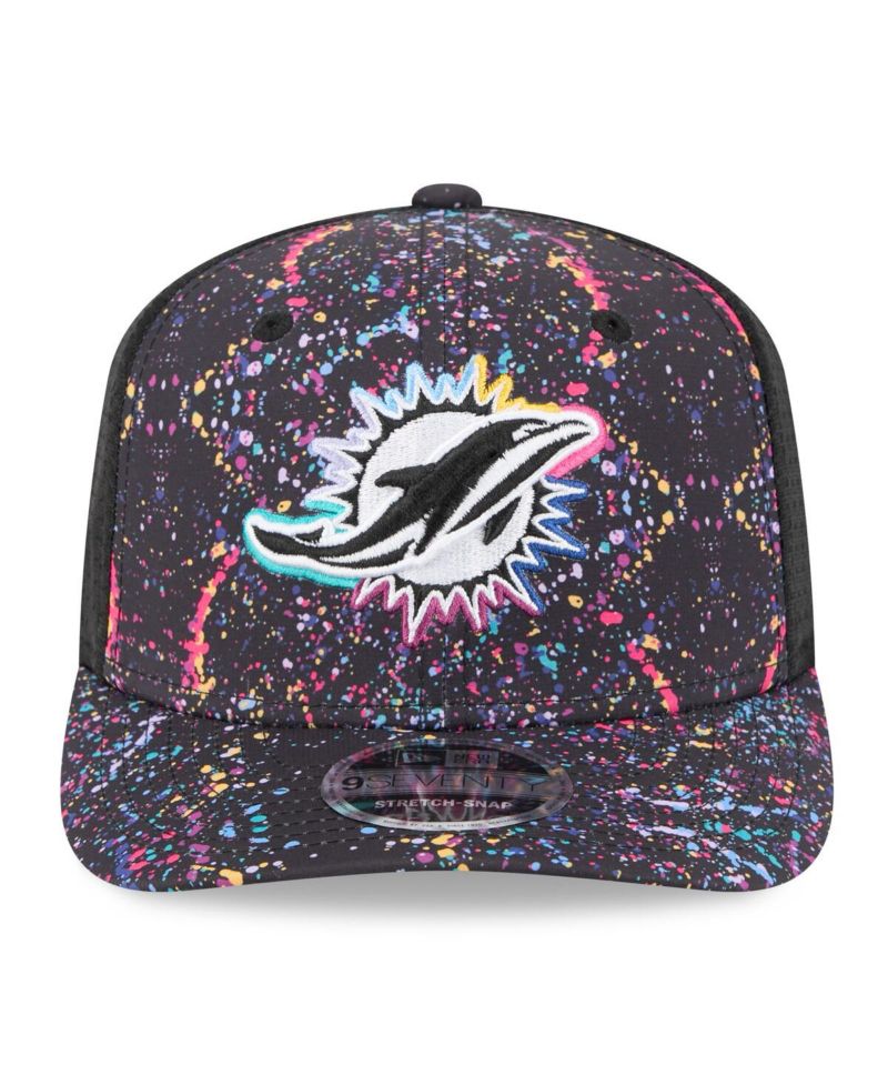 Men's Black Miami Dolphins 2025 NFL Crucial Catch 9SEVENTY Adjustable Hat