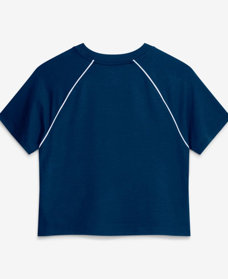 Women's Navy Chicago Bears Offensive Scheme Raglan Tri-Blend Cropped Top