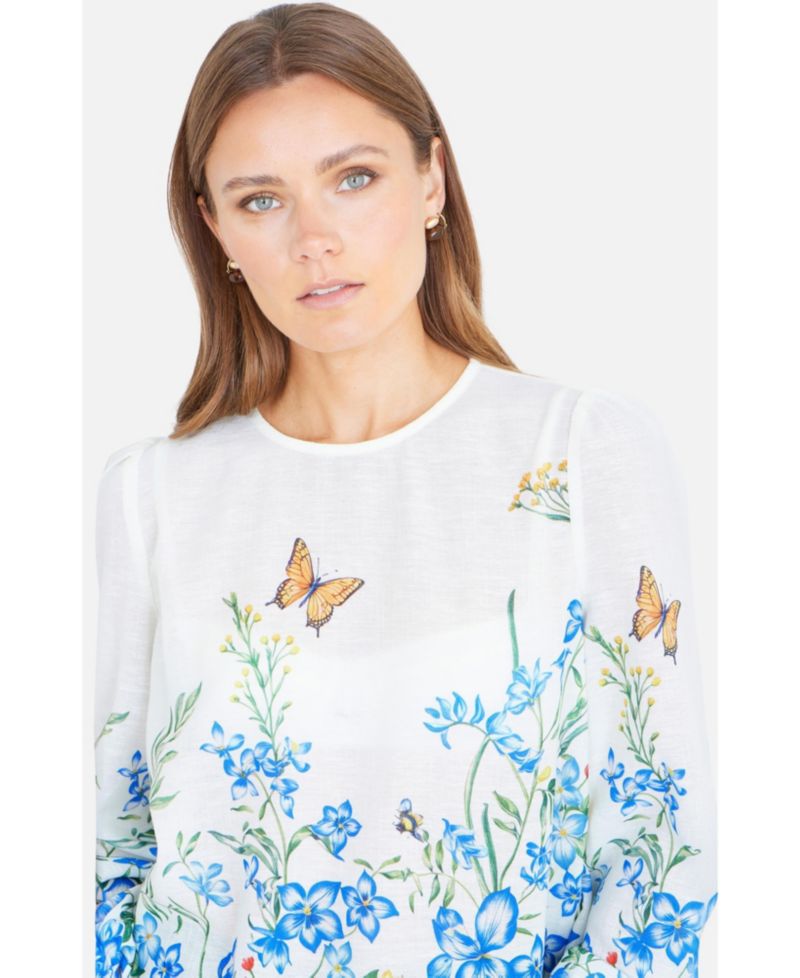 Women's Butterfly Print Long Sleeve Top