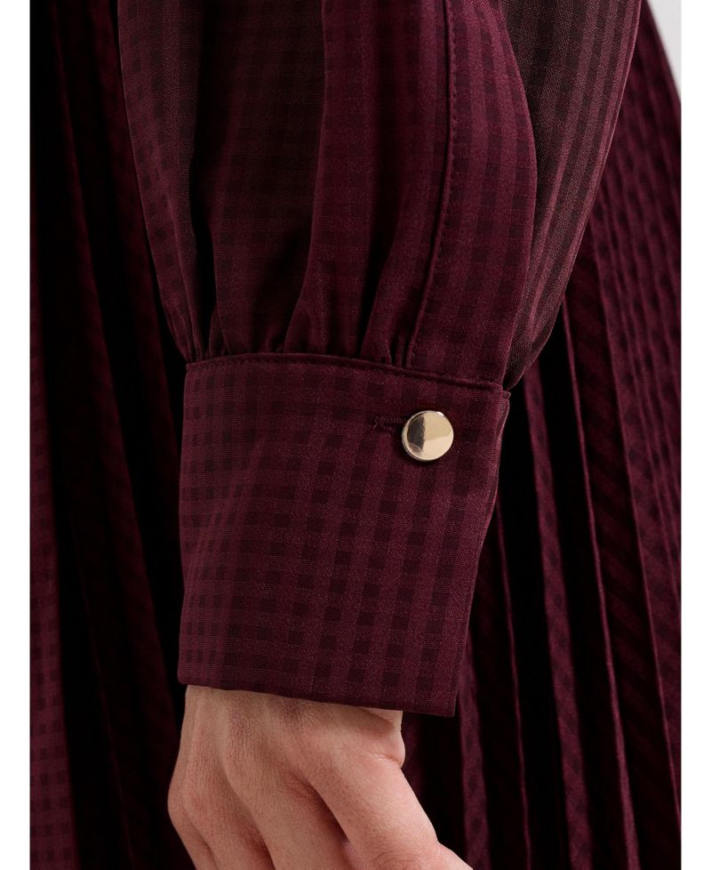 Women's Ren Pleated Long-Sleeve Midi Shirt Dress