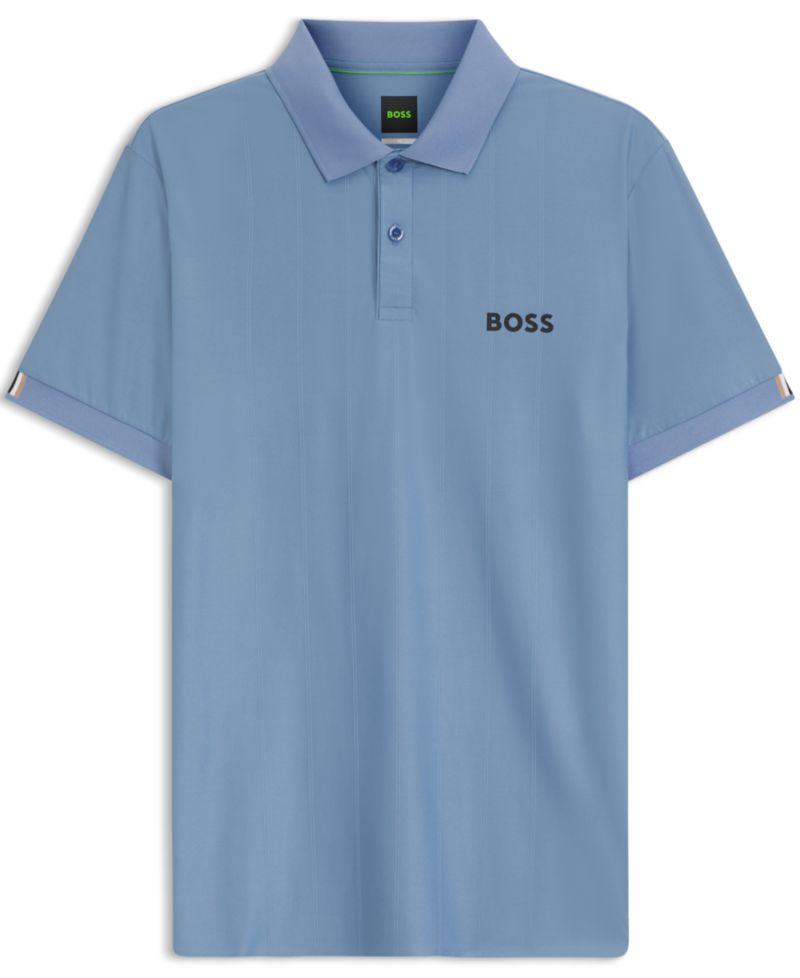 Men's Four-Way Stretch Stripe-Jersey Slim-Fit Polo Shirt
