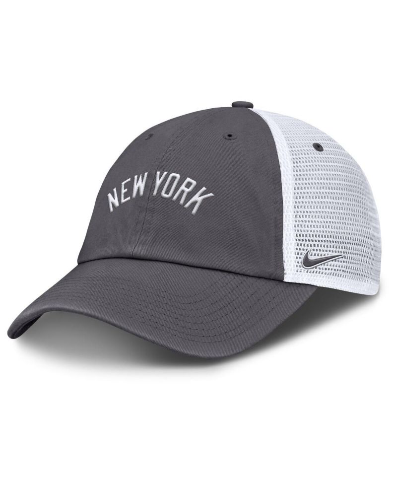 Men's Gray New York Yankees Wordmark Club Adjustable Trucker Hat