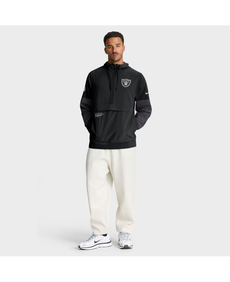 Men's Black Las Vegas Raiders Sideline Anorak Half-Zip Hoodie Jacket