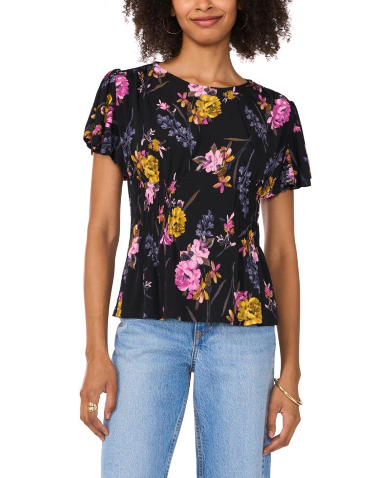 Women's Short-Sleeve Floral Printed Top