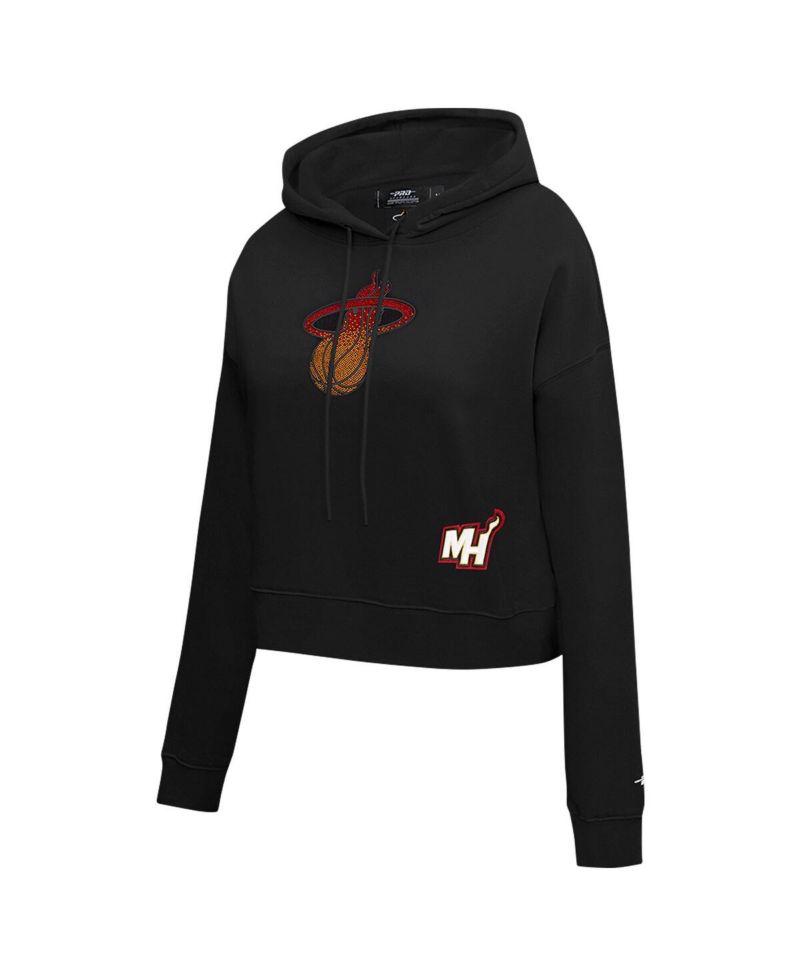 Women's Black Miami Heat Jewels Cropped Pullover Hoodie
